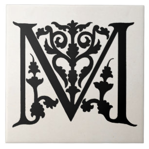 Vintage-Buchstabe M-Monogramm-Pergament "M" Initia Fliese