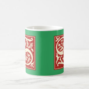 Vintage Buchstabe S Monogramm Initiale Rot Grün Kaffeetasse