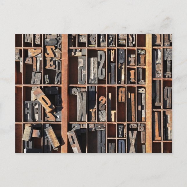 Vintage Buchstabenblöcke Postkarte (Vorderseite)
