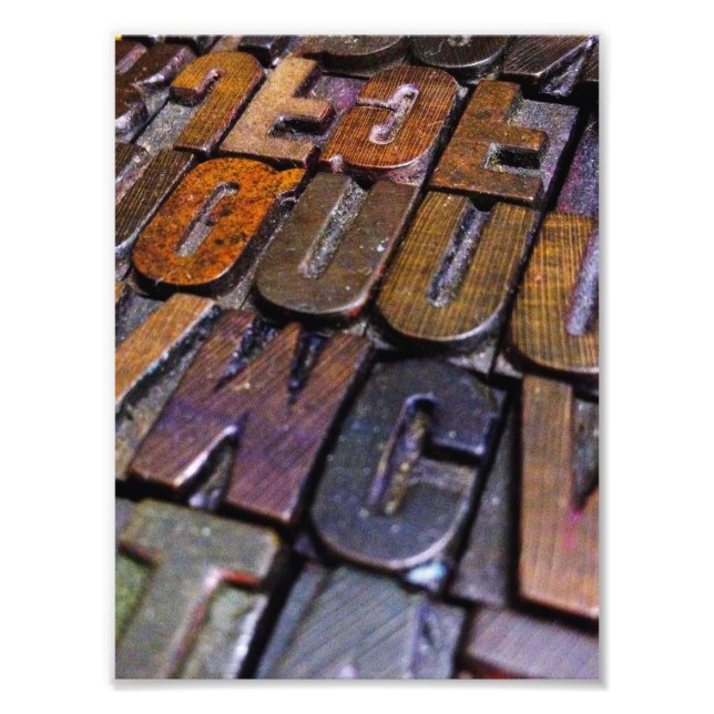 Vintage Buchstabentextur Fotodruck (Vorne)