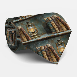 Vintage Buchstapelmalerei Antike Bibliothekswand Krawatte