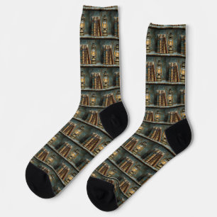 Vintage Buchstapelmalerei Antike Bibliothekswand Socken