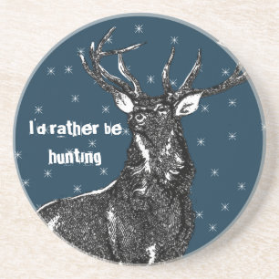 Vintage Buck Coasters I'd Rather be Hunting Sandstein Untersetzer