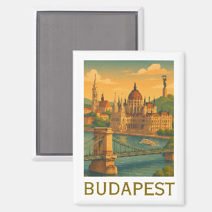 Vintage Budapest Ungarn Reise Kunst Druck Magnet