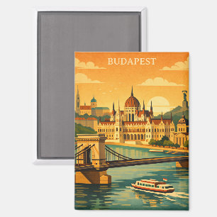 Vintage Budapest Ungarn Reise Stadt Kunst Druck Magnet