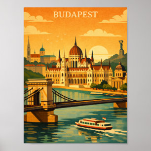 Vintage Budapest Ungarn Reise Stadt Kunst Druck Poster