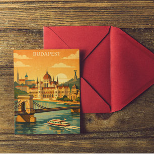 Vintage Budapest Ungarn Reise Stadt Kunst Druck Postkarte