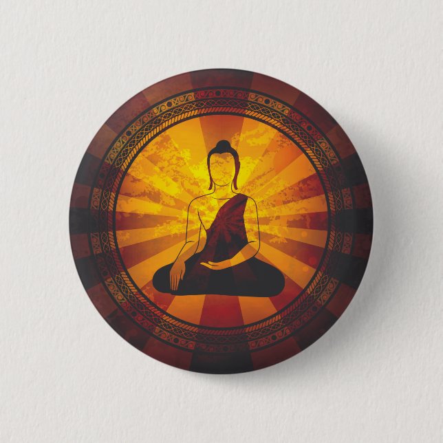 Vintage-Buddha-Druck Button (Vorderseite)