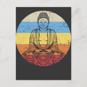 Vintage Buddha Meditation Entspannende Kunst Postkarte