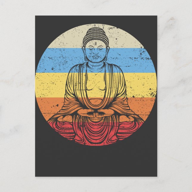 Vintage Buddha Meditation Entspannende Kunst Postkarte (Vorderseite)
