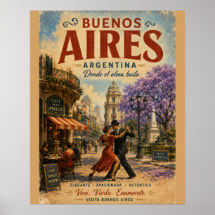 Vintage Buenos Aires Argentinien Reiseplakat mit Poster