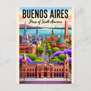 Vintage Buenos Aires Argentinien Retro-Illustratio Postkarte