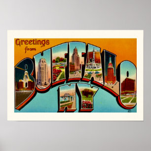 Vintage Buffalo New York Postkarten Druck Poster