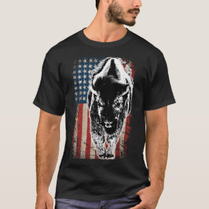 Vintage Büffel Amerikanische Flagge Bison Patrioti T-Shirt