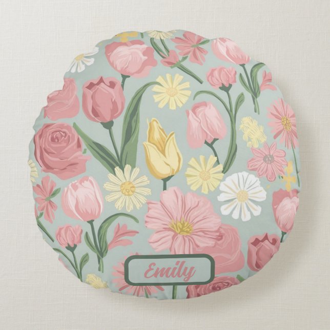 Vintage Bühnen des Blutes Rundes Kissen (Vorderseite)