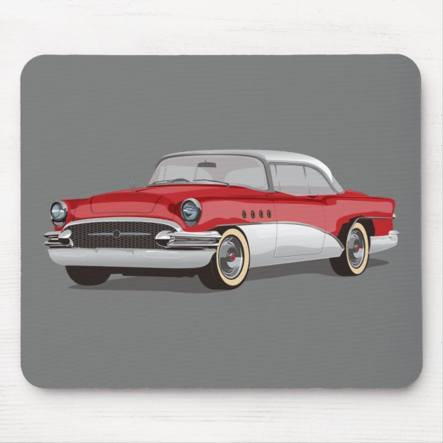 Vintage Buick auf Grau Mousepad (Vorne)