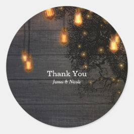 Vintage Bulb String Lights & Tree Gastgeschenk Hoc Runder Aufkleber