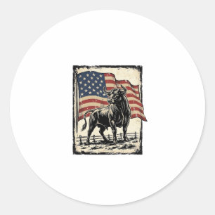 Vintage Bull Amerikanische Flagge Western-Shirt De Runder Aufkleber