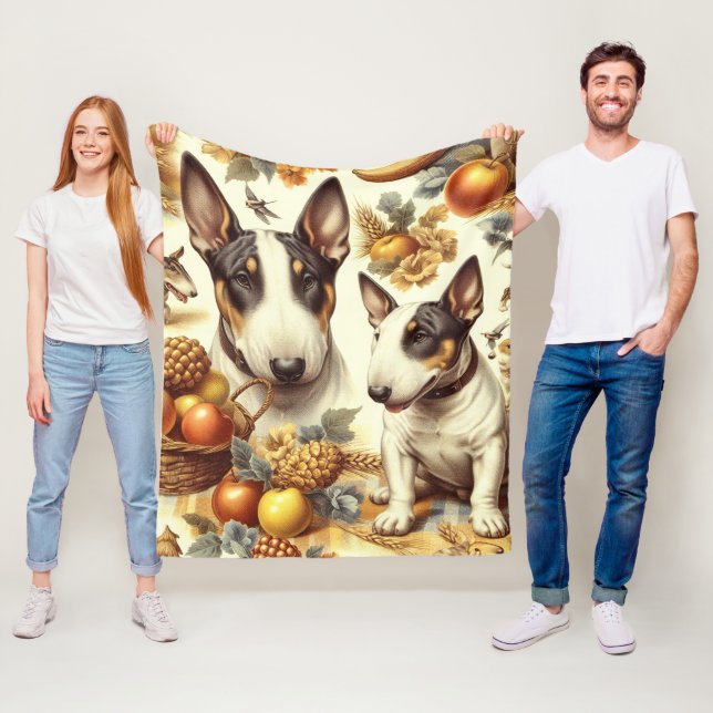 Vintage Bull Terrier-Malerei Fleecedecke (Beispiel)