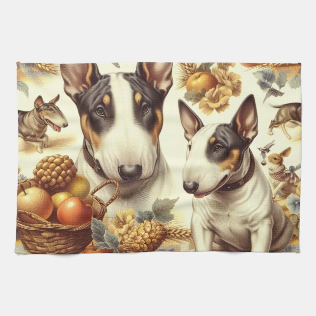 Vintage Bull Terrier-Malerei Geschirrtuch (Horizontal)