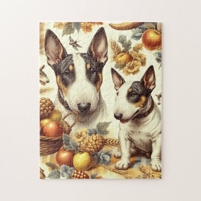 Vintage Bull Terrier-Malerei Puzzle (Vertikal)