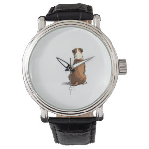 Vintage-Bulldog-Rückansicht-Illustration Hunde-Lie Armbanduhr