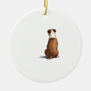 Vintage-Bulldog-Rückansicht-Illustration Hunde-Lie Keramik Ornament