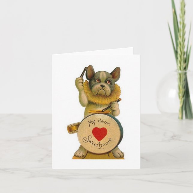 Vintage Bulldog Valentine's Day Card Karte (Vorderseite)