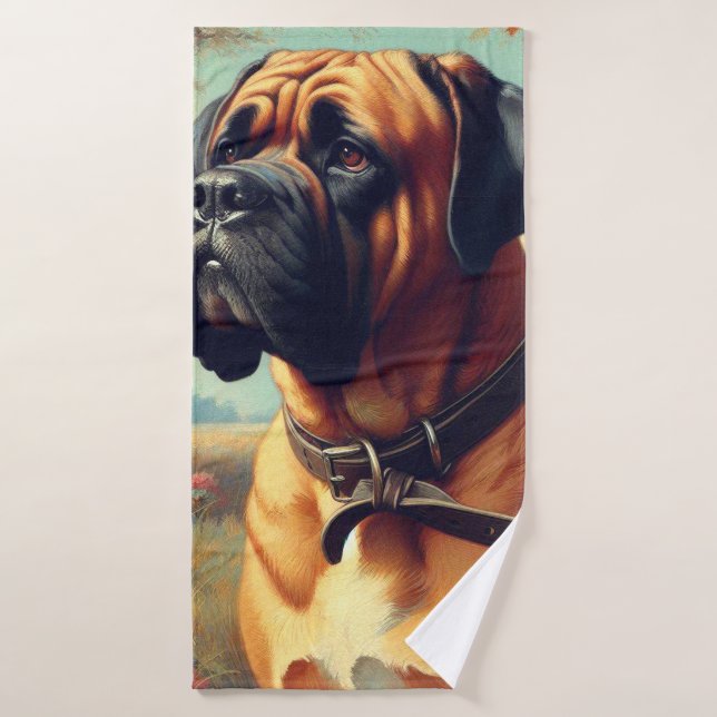 Vintage Bullmastiff-Malerei Badehandtuch (Badehandtuch)