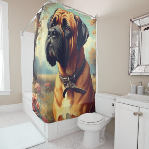 Vintage Bullmastiff-Malerei Duschvorhang