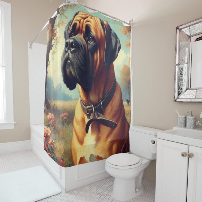 Vintage Bullmastiff-Malerei Duschvorhang (Beispiel)