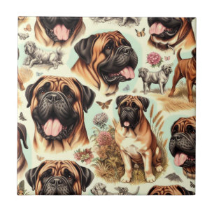Vintage Bullmastiff Nahtlos Fliese