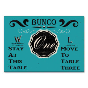 Vintage Bunco Tabellen-Karte - #1 Tischnummer