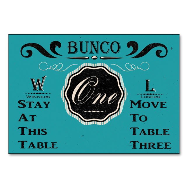 Vintage Bunco Table Card - #1 Tischnummer (Vorderseite)