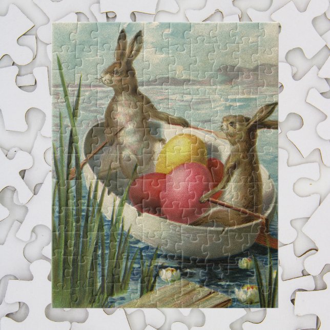 Vintage Bunnies in Boat, Liebe Ostergruß Puzzle (Von Creator hochgeladen)