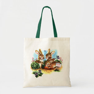 Vintage Bunnies-Tasche Tragetasche