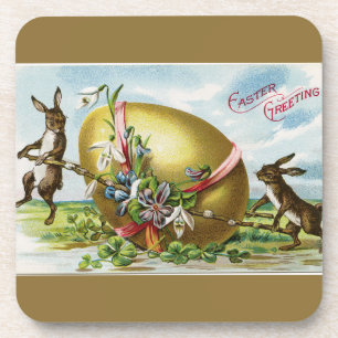 Vintage Bunnies und goldenes Ostereier Untersetzer