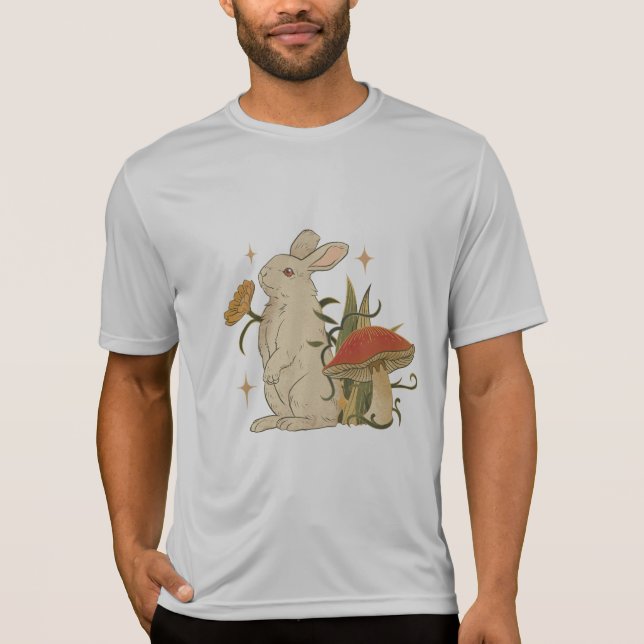 Vintage Bunny & Mushroom Artwork T-Shirt (Vorderseite)