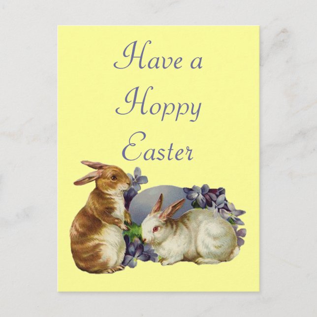 Vintage Bunny Rabbits Feiertagspostkarte (Vorderseite)