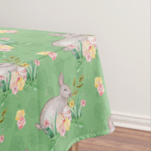 Vintage Bunny Spring Blumen Pastellgrün Ostern Tischdecke
