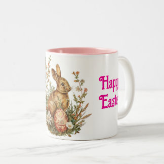 Vintage Bunny With Egg Easter Mug Zweifarbige Tasse