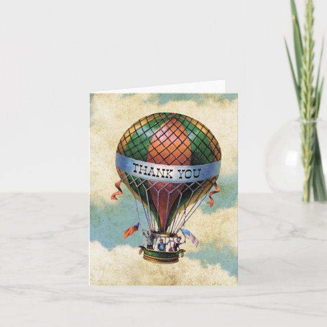 Vintage bunt Heißluftballon Danke (Vorderseite)