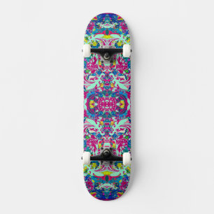 Vintage bunte abstrakte Blüte Skateboard