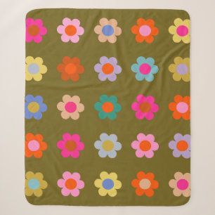 Vintage bunte Blumen abstrakt Retro-Blumen Sherpadecke