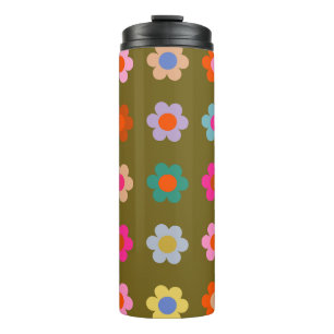 Vintage bunte Blumen abstrakt Retro-Blumen Thermosbecher