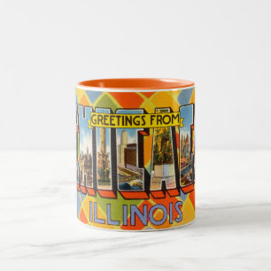 Vintage bunte Grüße von Chicago Illinois Zweifarbige Tasse