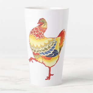 Vintage bunte Hofhühner vom Bauernhof Milchtasse