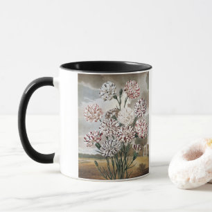 Vintage bunte Nelken mit grauem Himmel Tasse