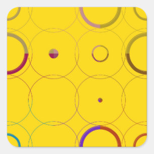 Vintage bunte Retro Pop-Kunst-Aufkleber Quadratischer Aufkleber