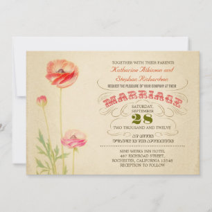 Vintage bunte typografische Hochzeitseinladung Einladung